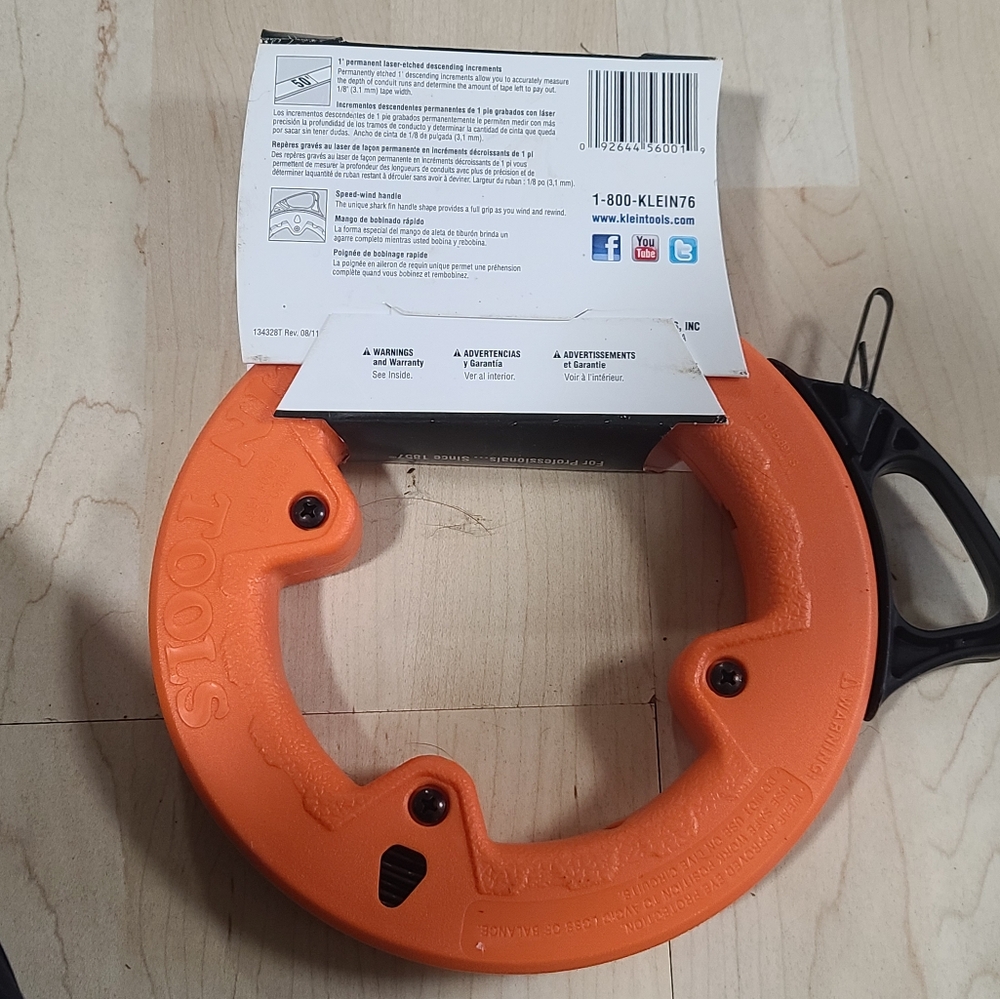 Klein Tools 50' Steel Fish Tape, Depth Finder, 56001 - Picture 3 of 6